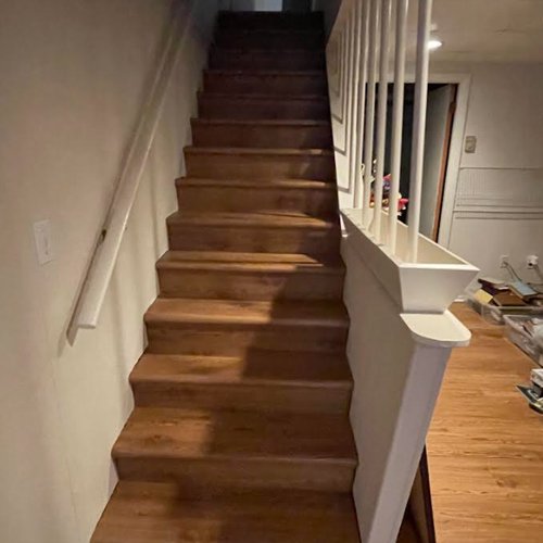 Before and after stair flooring AFCP Flooring in Milford CT and New York